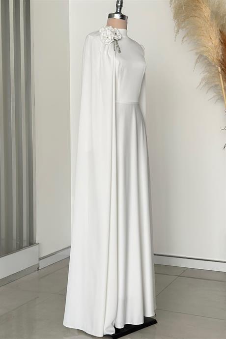 Molly Tesettür Abiye Beyaz