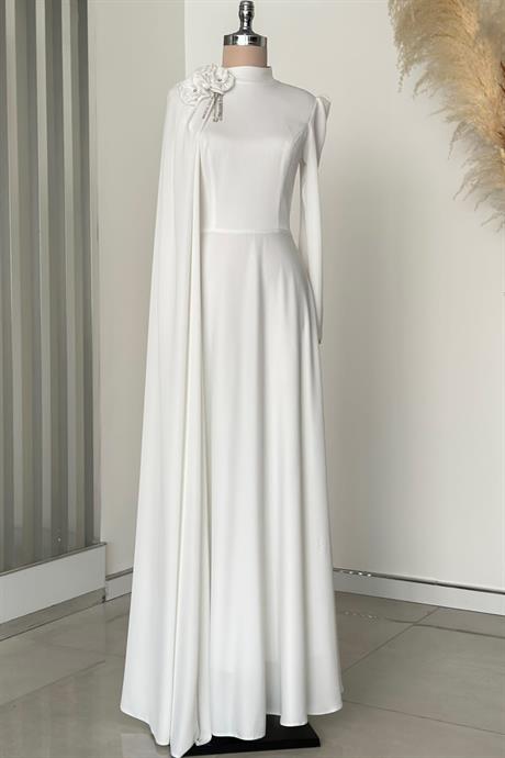 Molly Tesettür Abiye Beyaz