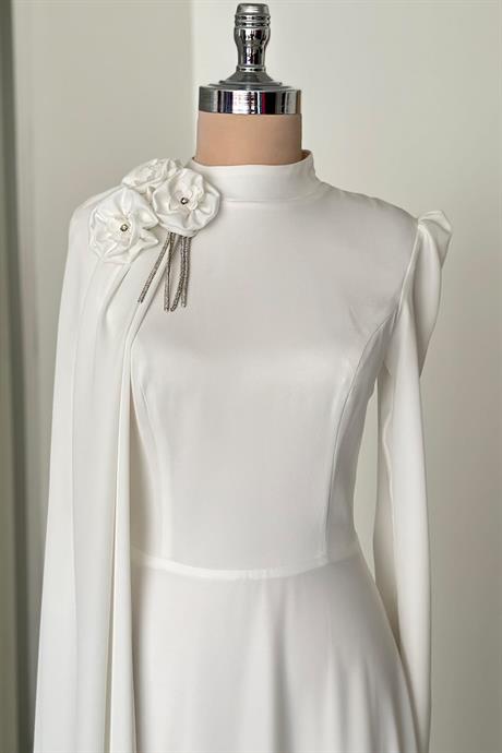 Molly Tesettür Abiye Beyaz