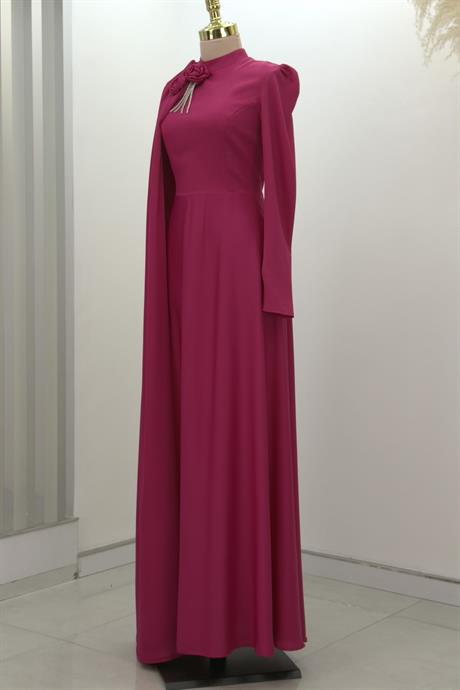 Molly Tesettür Abiye Fuşya