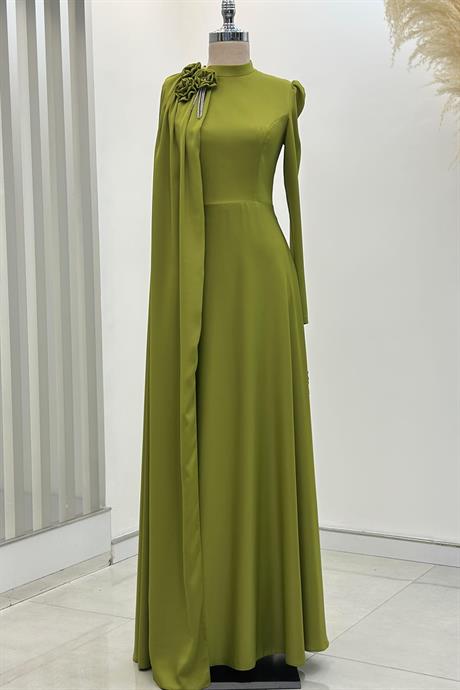 Molly Tesettür Abiye Yağ Yeşili