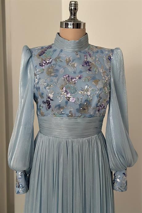 Nadia Tesettür Abiye Bebe Mavisi