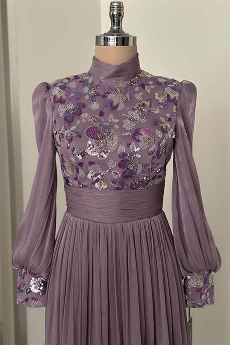 Nadia Tesettür Abiye Lila