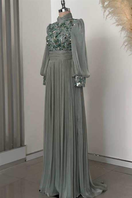 Nadia Tesettür Abiye Mint