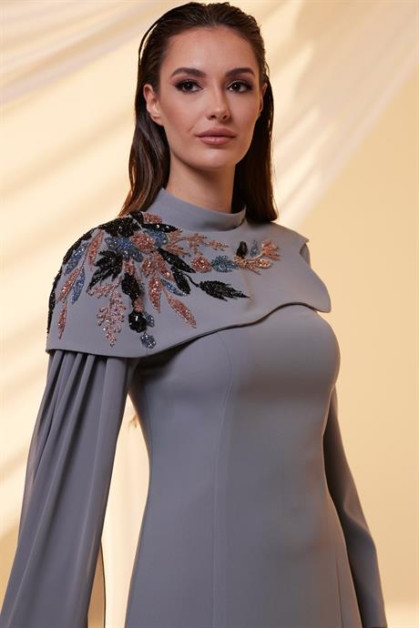 Nadya Tesettür Abiye Antrasit