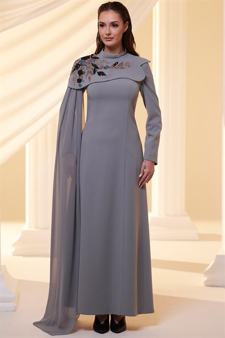 Nadya Tesettür Abiye Antrasit