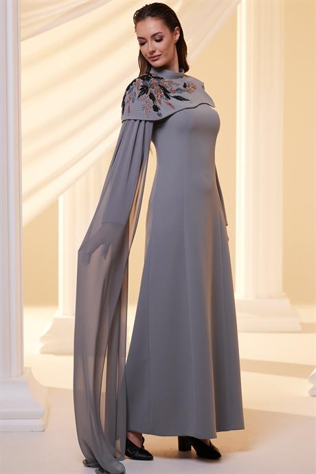 Nadya Tesettür Abiye Antrasit