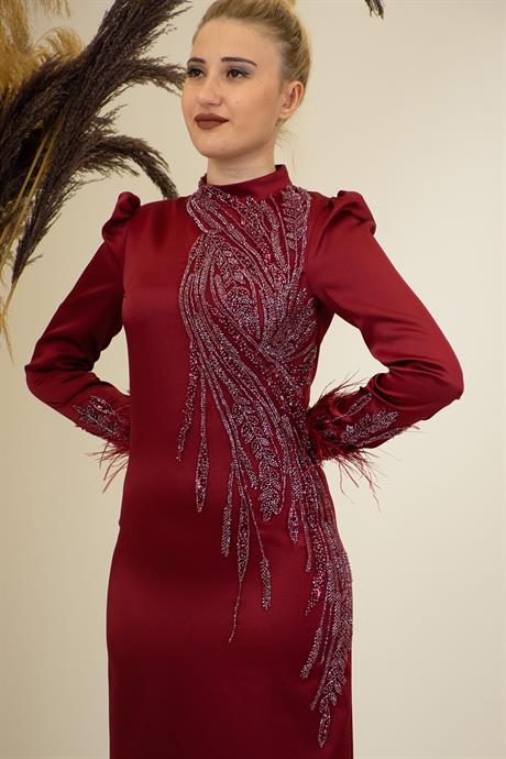 Nara Tesettür Abiye Bordo