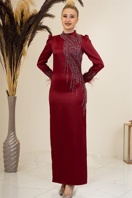 Nara Tesettür Abiye Bordo