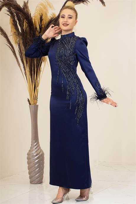 Nara Tesettür Abiye Lacivert