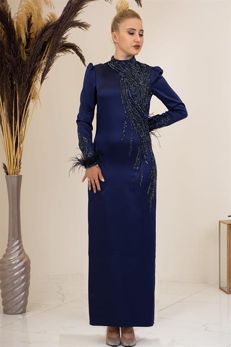 Nara Tesettür Abiye Lacivert