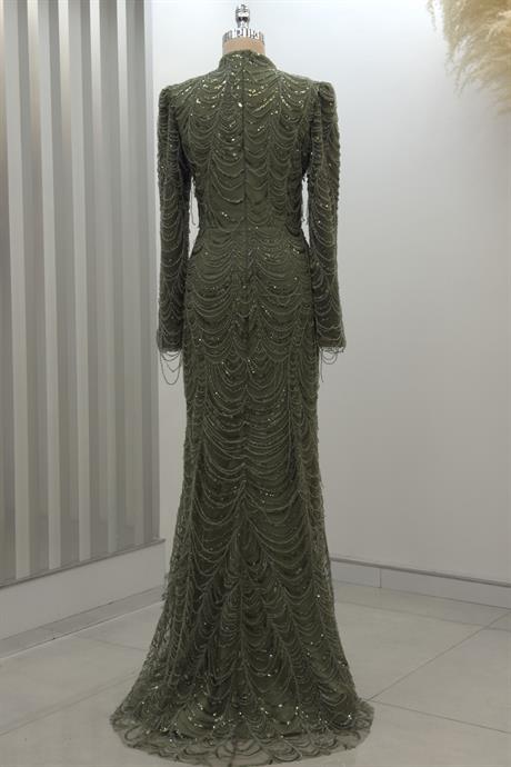 Narcissa Tesettür Abiye Haki