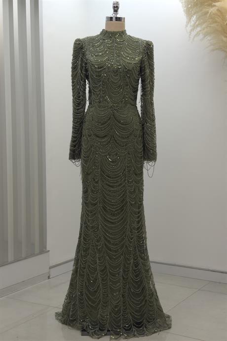 Narcissa Tesettür Abiye Haki