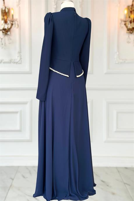 Naz Tesettür Abiye Lacivert