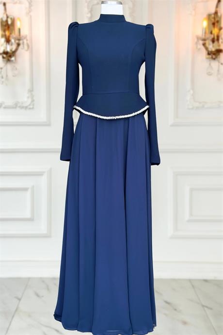 Naz Tesettür Abiye Lacivert