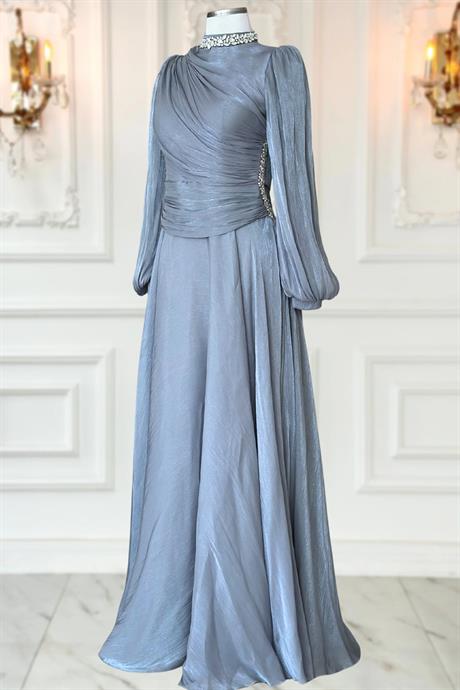 Nergis Tesettür Abiye İndigo