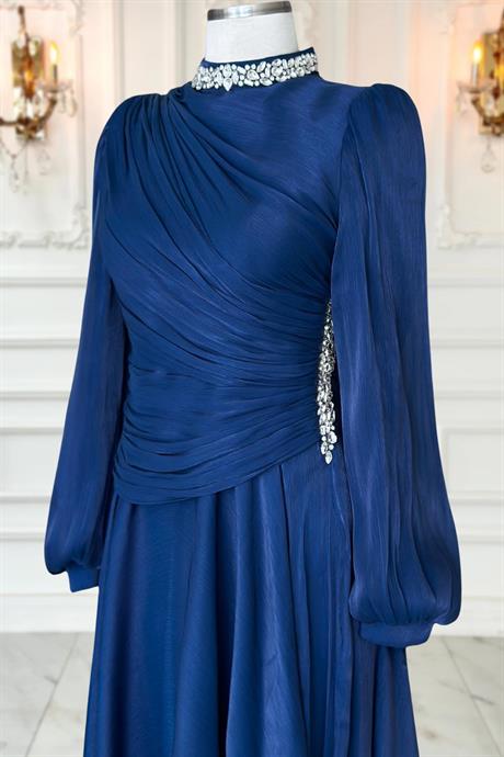 Nergis Tesettür Abiye Lacivert