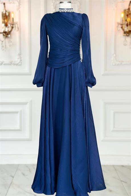 Nergis Tesettür Abiye Lacivert