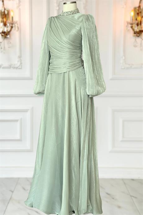 Nergis Tesettür Abiye Mint