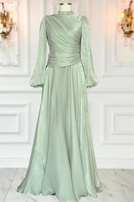 Nergis Tesettür Abiye Mint