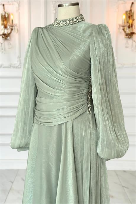 Nergis Tesettür Abiye Mint