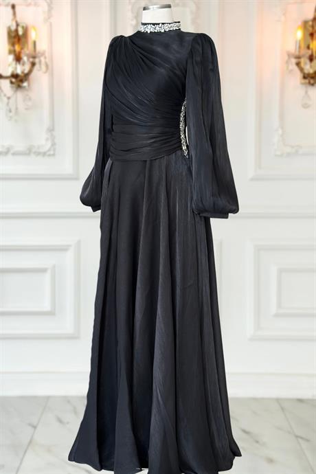 Nergis Tesettür Abiye Siyah