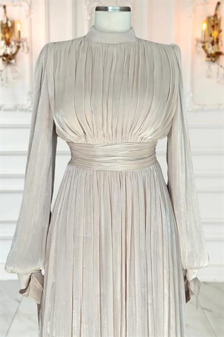 Nida Tesettür Abiye Bej