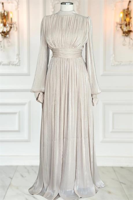 Nida Tesettür Abiye Bej