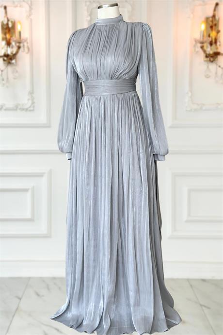 Nida Tesettür Abiye Gri