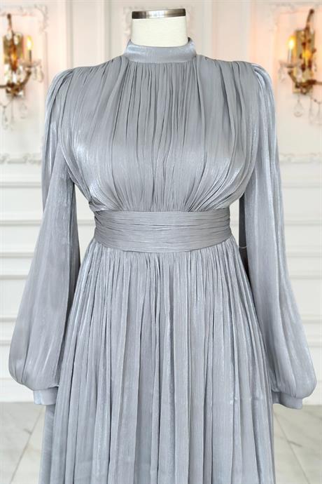 Nida Tesettür Abiye Gri