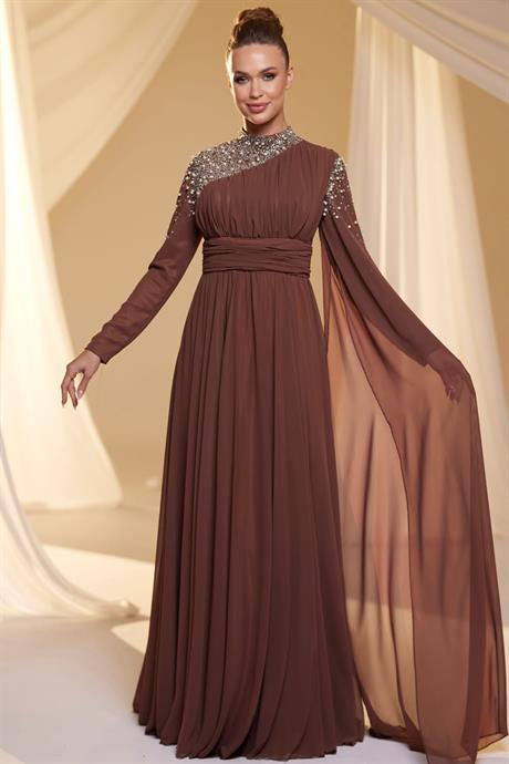 Nihal Tesettür Abiye Kahve