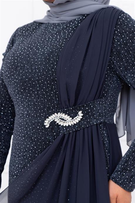 Nil Tesettür Abiye Antrasit