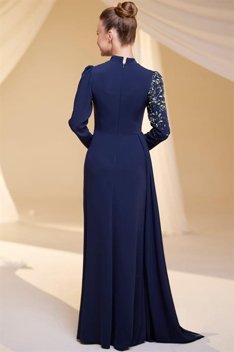 Nil Tesettür Abiye Lacivert