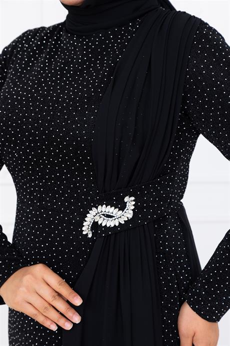 Nil Tesettür Abiye Siyah