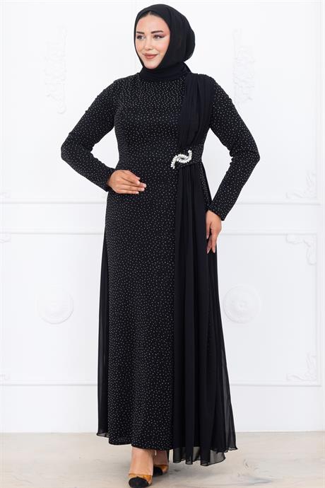 Nil Tesettür Abiye Siyah