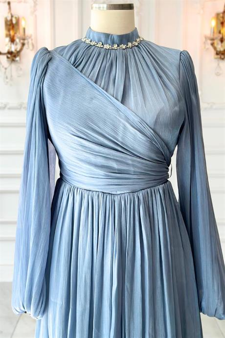 Pelin Tesettür Abiye İndigo