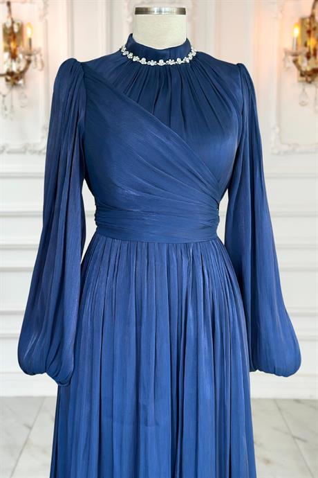 Pelin Tesettür Abiye Lacivert