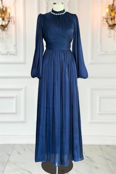 Pelin Tesettür Abiye Lacivert