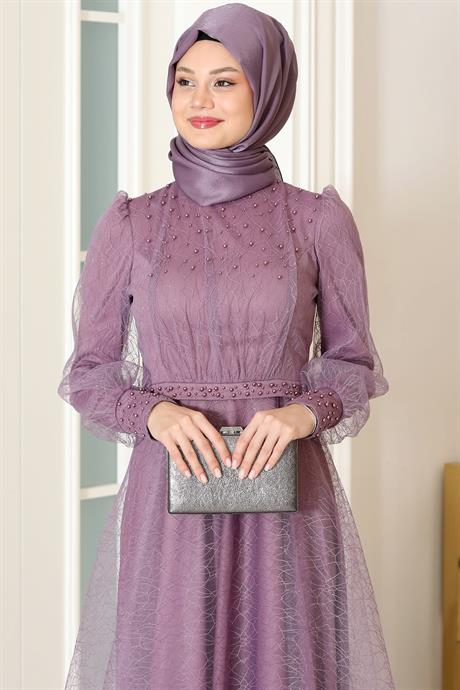 Peri Tesettür Abiye Lavanta