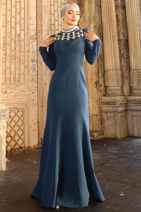 Peri Tesettür Abiye Petrol