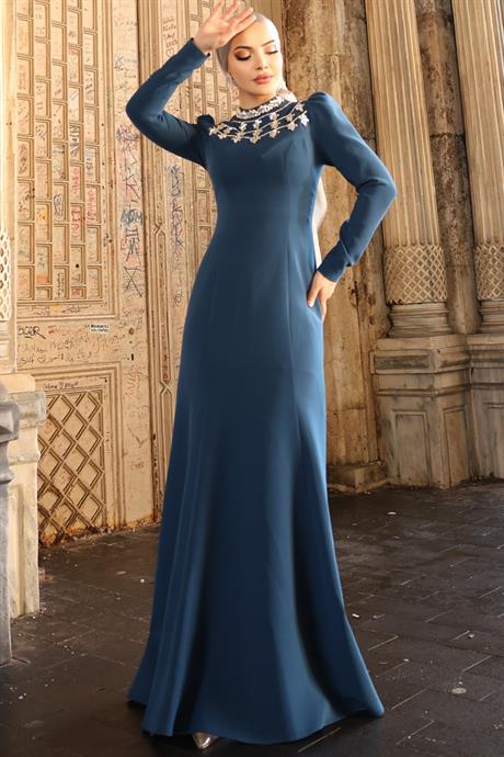 Peri Tesettür Abiye Petrol