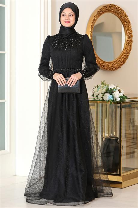Peri Tesettür Abiye Siyah