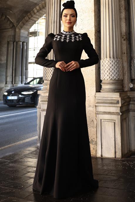 Peri Tesettür Abiye Siyah