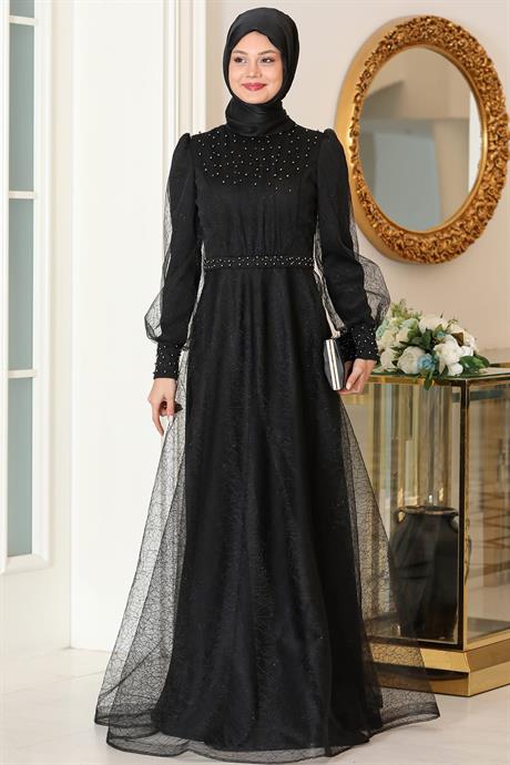 Peri Tesettür Abiye Siyah