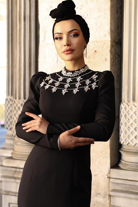 Peri Tesettür Abiye Siyah