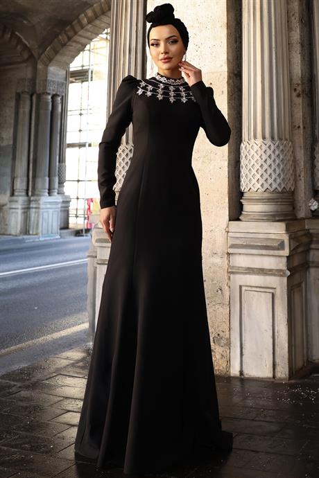 Peri Tesettür Abiye Siyah