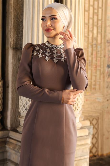 Peri Tesettür Abiye Vizon