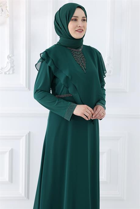 Rana Tesettür Abiye Zümrüt
