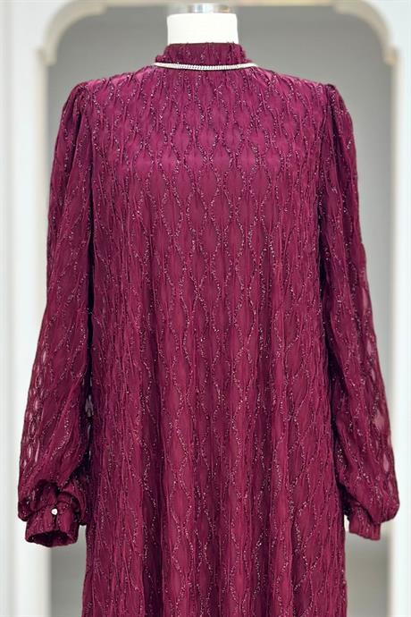 Ravza Tesettür Abiye Bordo