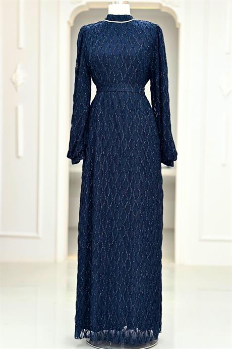 Ravza Tesettür Abiye Lacivert